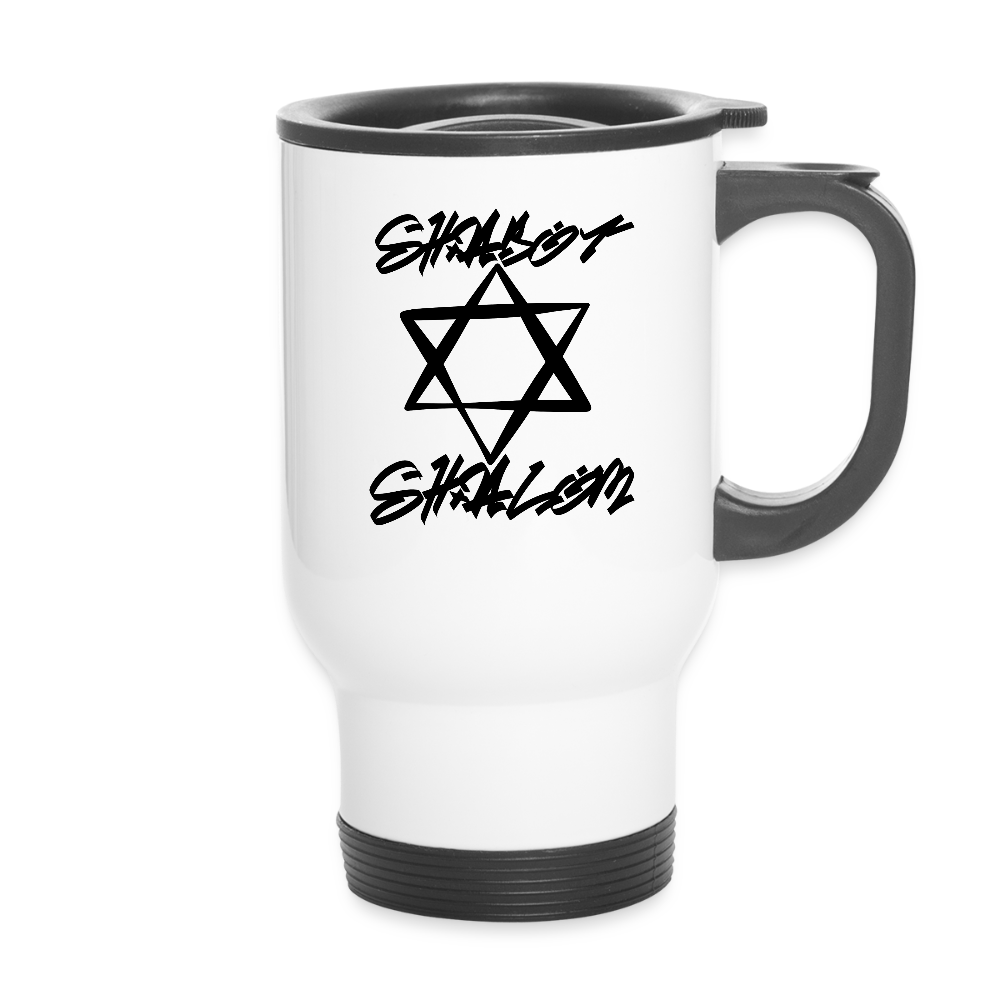 Shabbat Shalom Graffiti Star Travel Mug - white