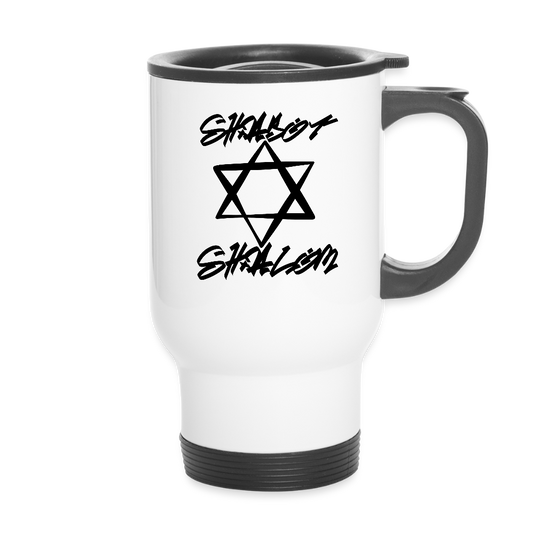Shabbat Shalom Graffiti Star Travel Mug - white