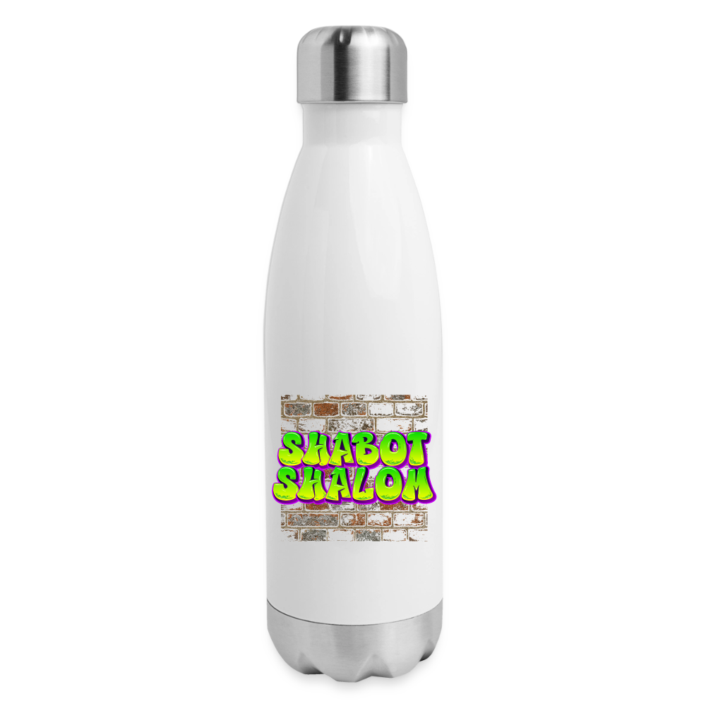 Shabot Shalom Brick 770 Graffiti Insulated Stainless Steel Water Bottle - white