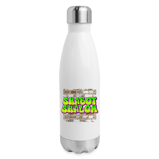 Shabot Shalom Brick 770 Graffiti Insulated Stainless Steel Water Bottle - white