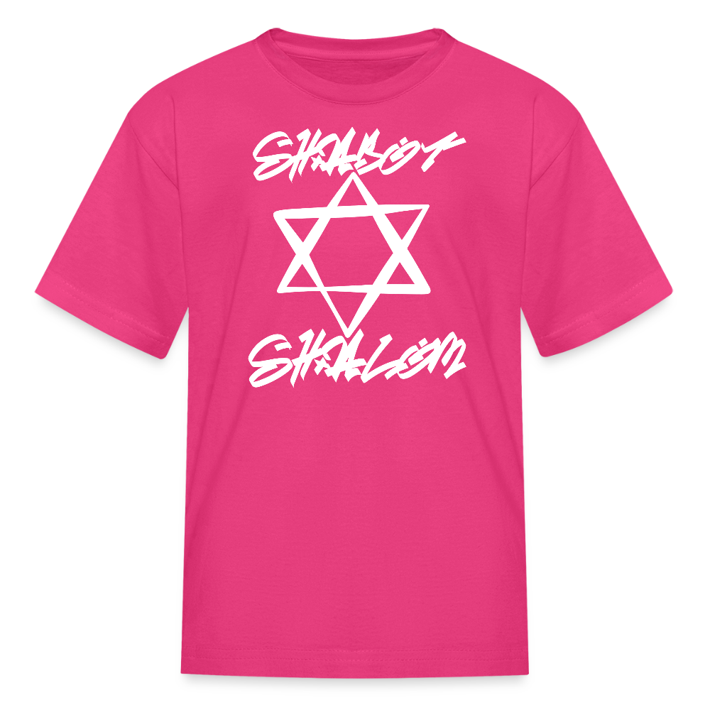 Shabbat Shalom Graffiti Light Star Kids' T-Shirt - fuchsia