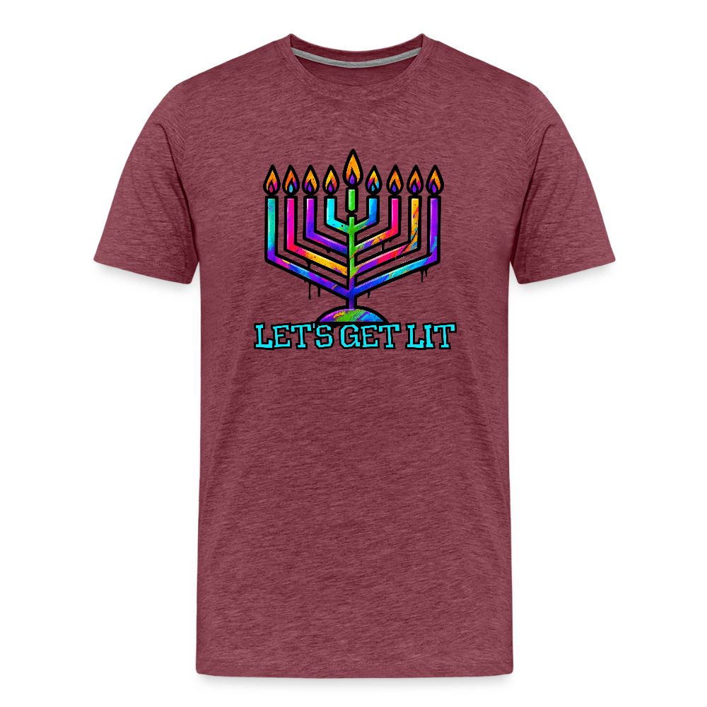 Let's Get Lit Chabad Menorah Men's Premium T-Shirt - heather burgundy
