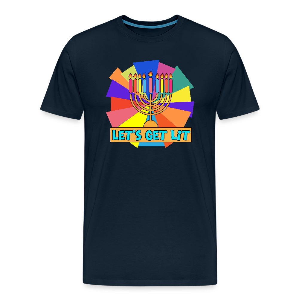 Glow & Get Lit Chanukah Menorah Men's Premium T-Shirt - deep navy