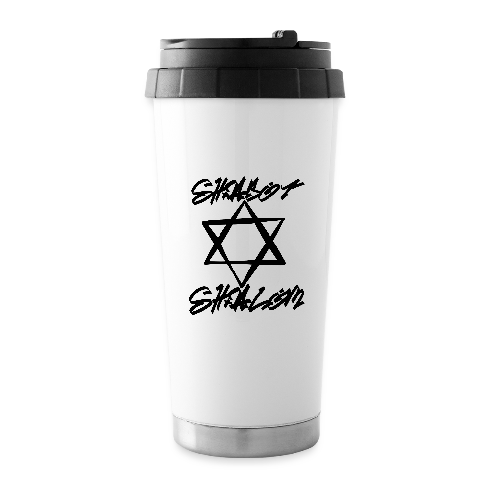 Shabbat Shalom Graffiti Star 16 oz Travel Mug - white