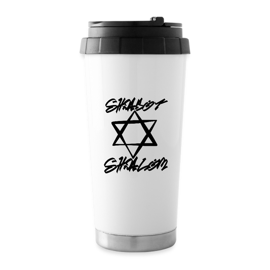 Shabbat Shalom Graffiti Star 16 oz Travel Mug - white