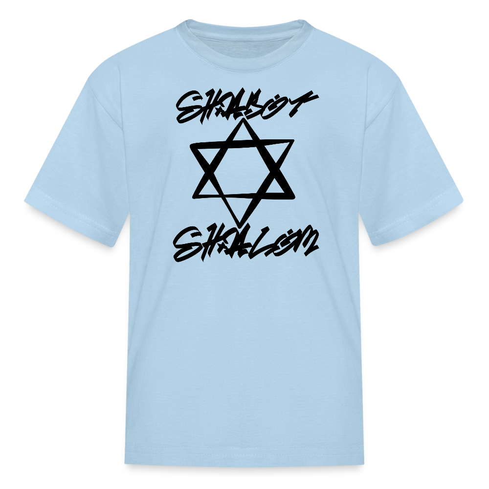 Shabbat Shalom Graffiti Star Kids' T-Shirt - powder blue