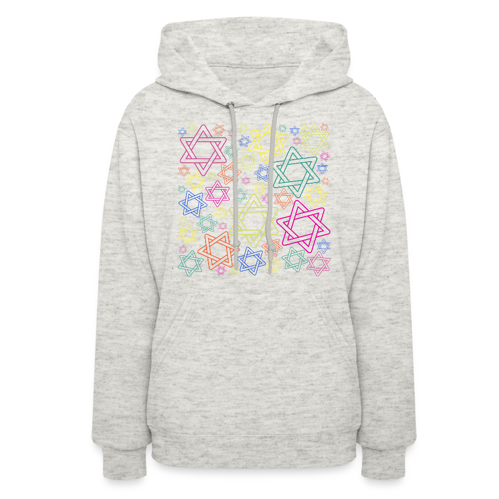 Neon Star of David Festival Women's Hoodie - heather oatmeal