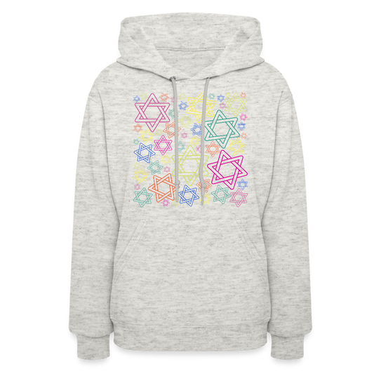 Neon Star of David Festival Women's Hoodie - heather oatmeal