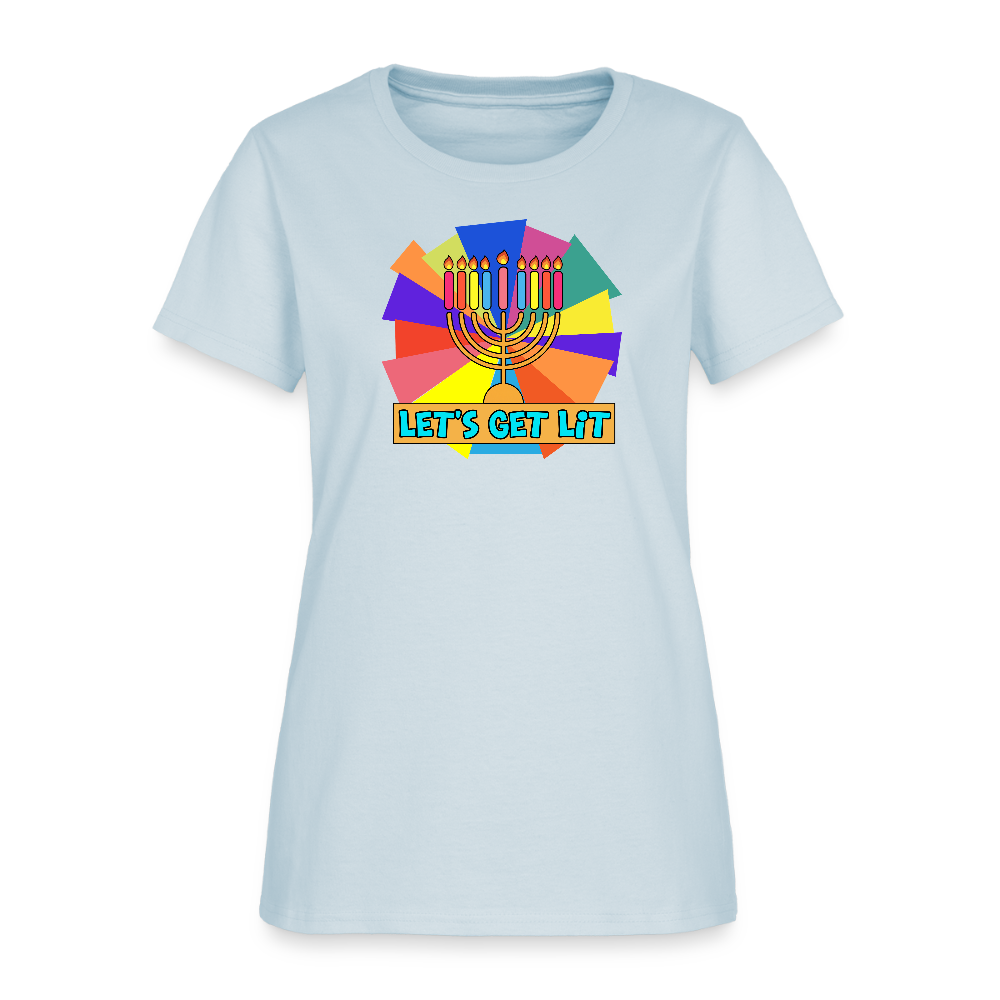Glow & Get Lit Chanukah Menorah Women's T-Shirt - light blue