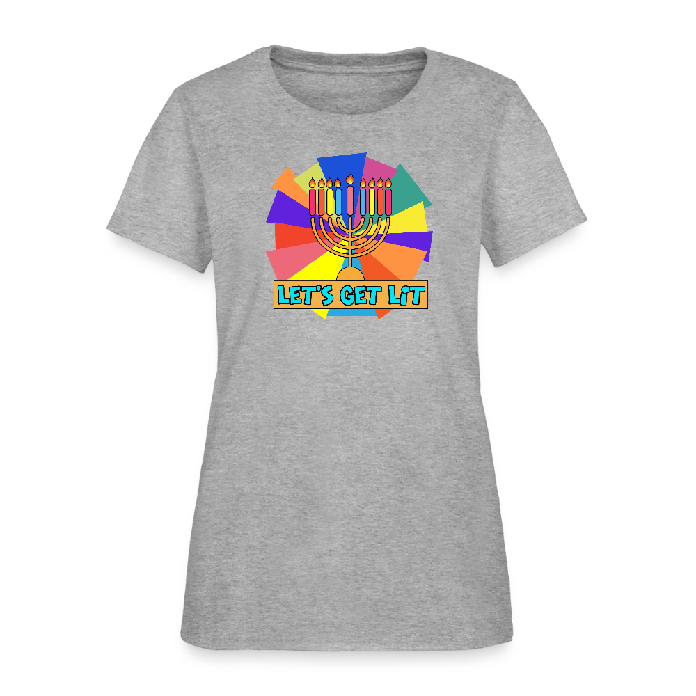 Glow & Get Lit Chanukah Menorah Women's T-Shirt - heather gray