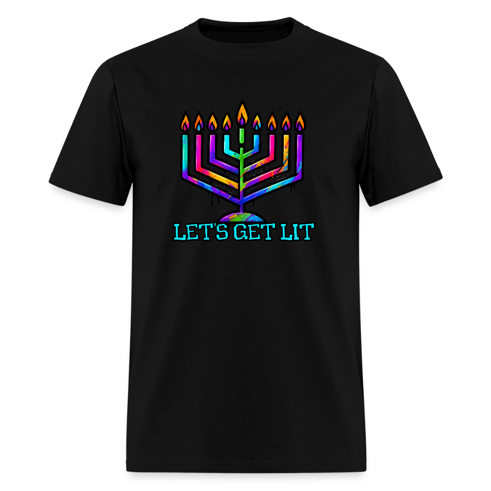 Let's Get Lit Chabad Menorah Men's T-Shirt | GILDAN 5000 - black