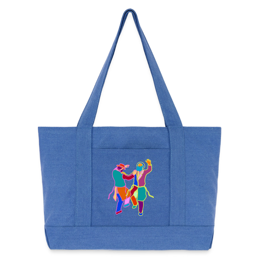 Colorful Dancing Rabbis Cotton Pigment Dyed Tote Bag - periwinkle blue