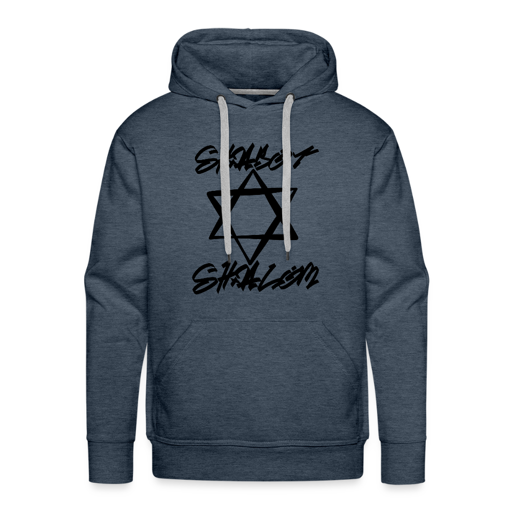Shabbat Shalom Graffiti Star Men’s Premium Hoodie - heather denim