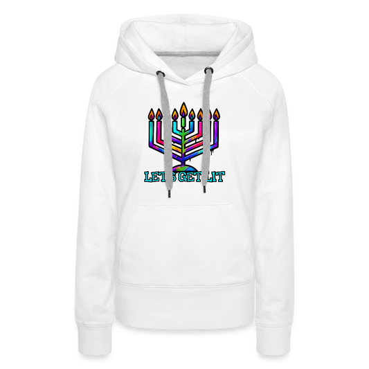Let’s Get Lit Chabad Menorah Women’s Premium Hoodie - white