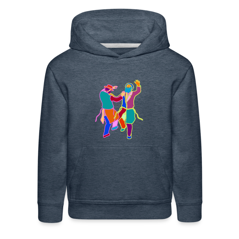 Colorful Dancing Rabbis Kids‘ Premium Hoodie - heather denim