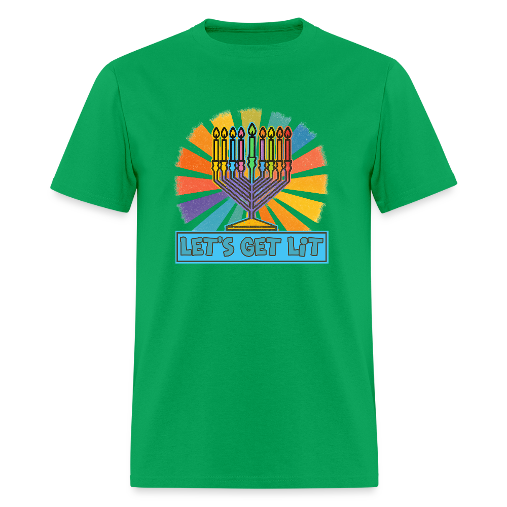 Radiant Retro Let's Get Lit Menorah Men's T-Shirt | GILDAN 5000 - bright green