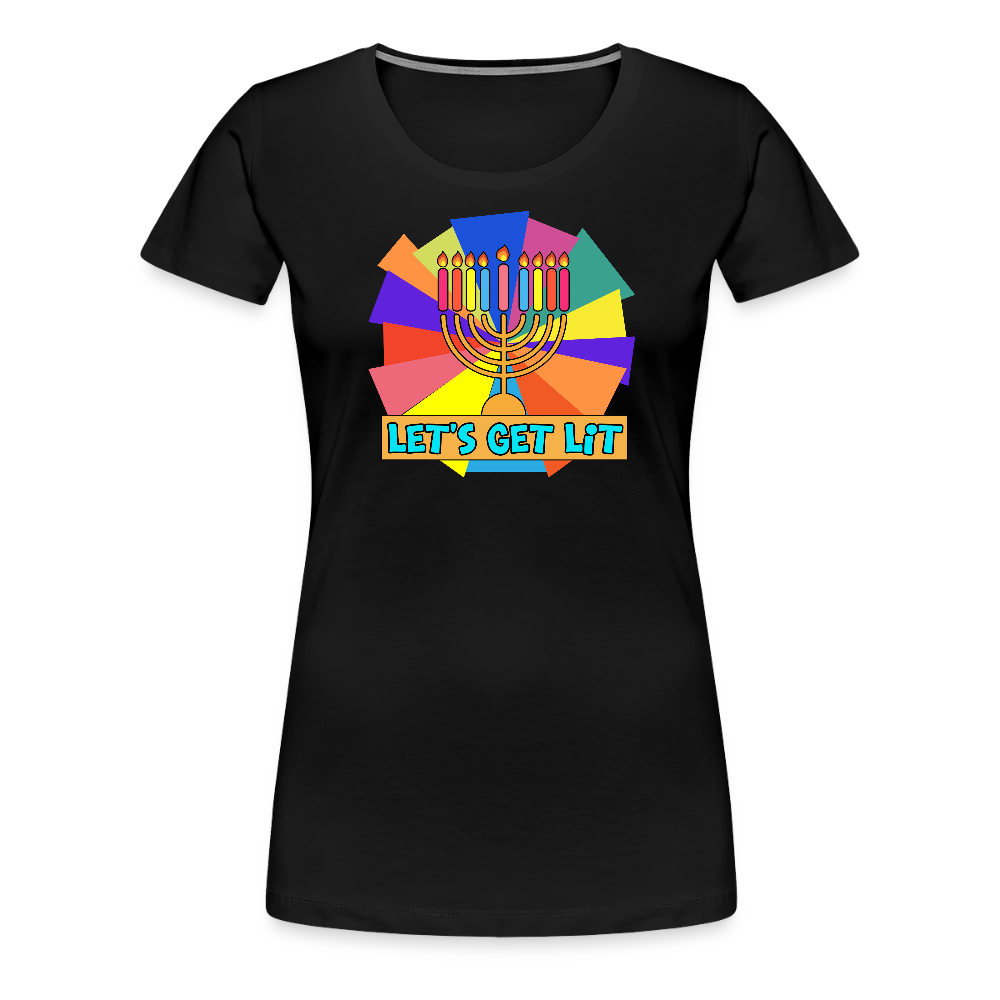 Glow & Get Lit Chanukah Menorah Women’s Premium T-Shirt - black