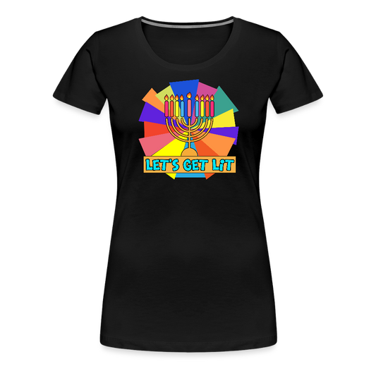 Glow & Get Lit Chanukah Menorah Women’s Premium T-Shirt - black