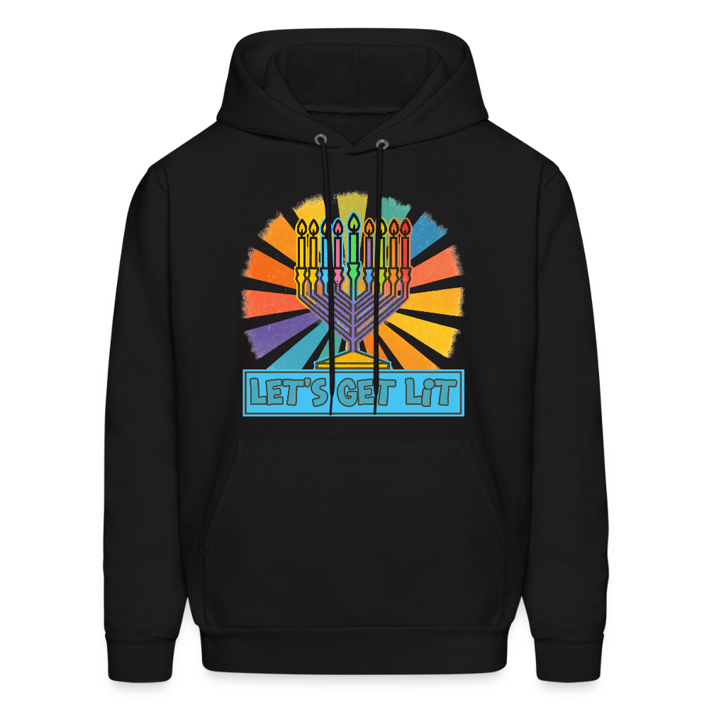 Radiant Retro “Let’s Get Lit” Menorah Men's Hoodie - black