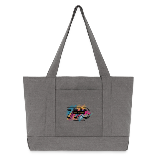 770 And Blessed  Cotton Pigment Dyed Tote Bag - charcoal grey