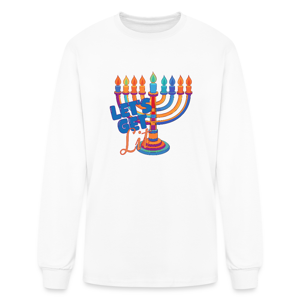Let's Get Lit Menorah Men's Long Sleeve T-Shirt - white