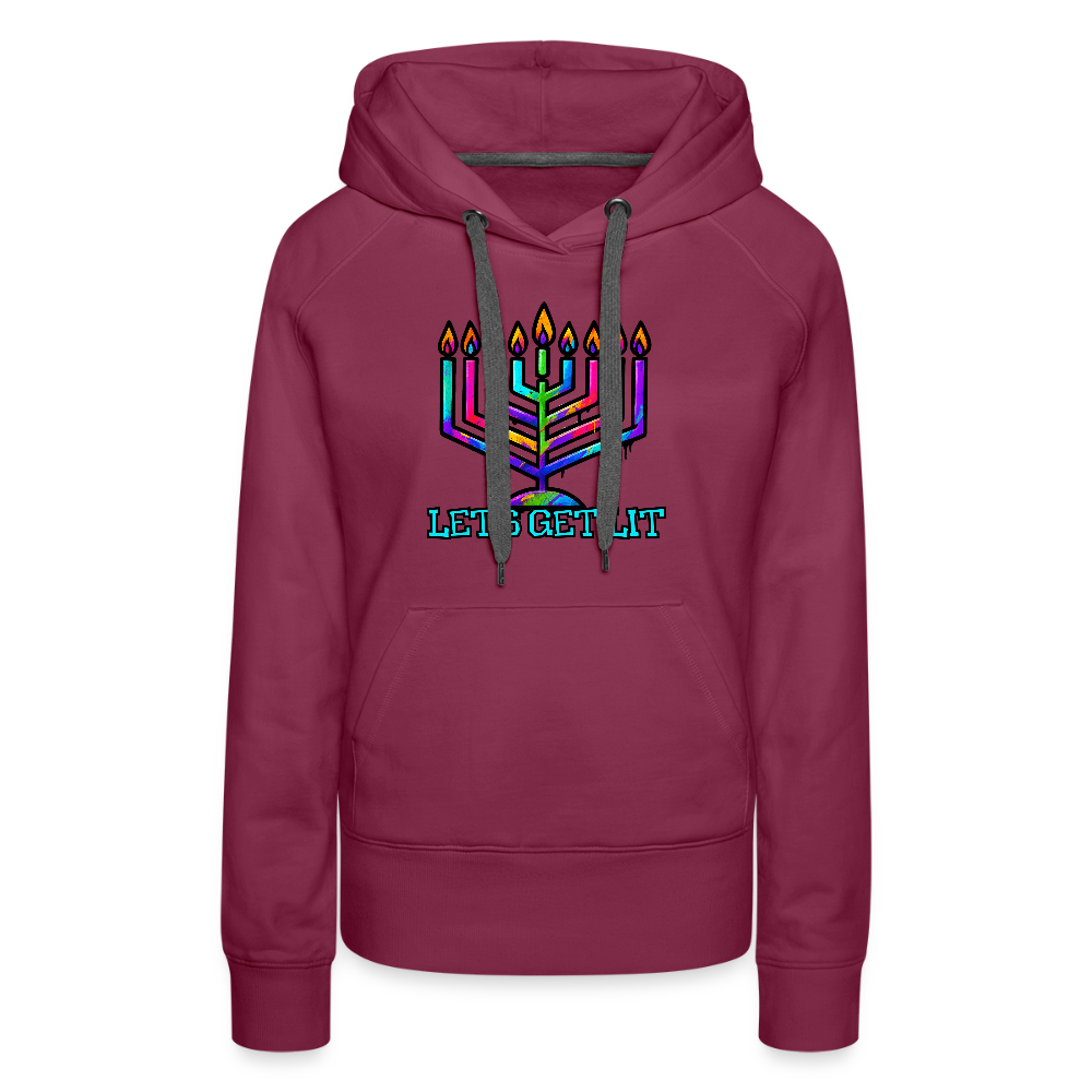 Let’s Get Lit Chabad Menorah Women’s Premium Hoodie - burgundy