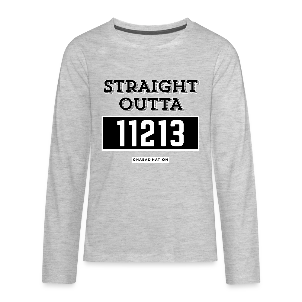 Straight Outta 11213 Kids' Premium Long Sleeve T-Shirt - heather gray