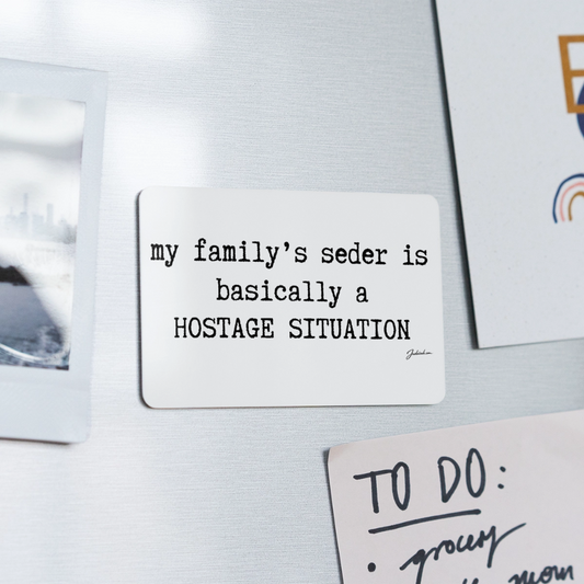 Seder Hostage Rectangle Magnet - white