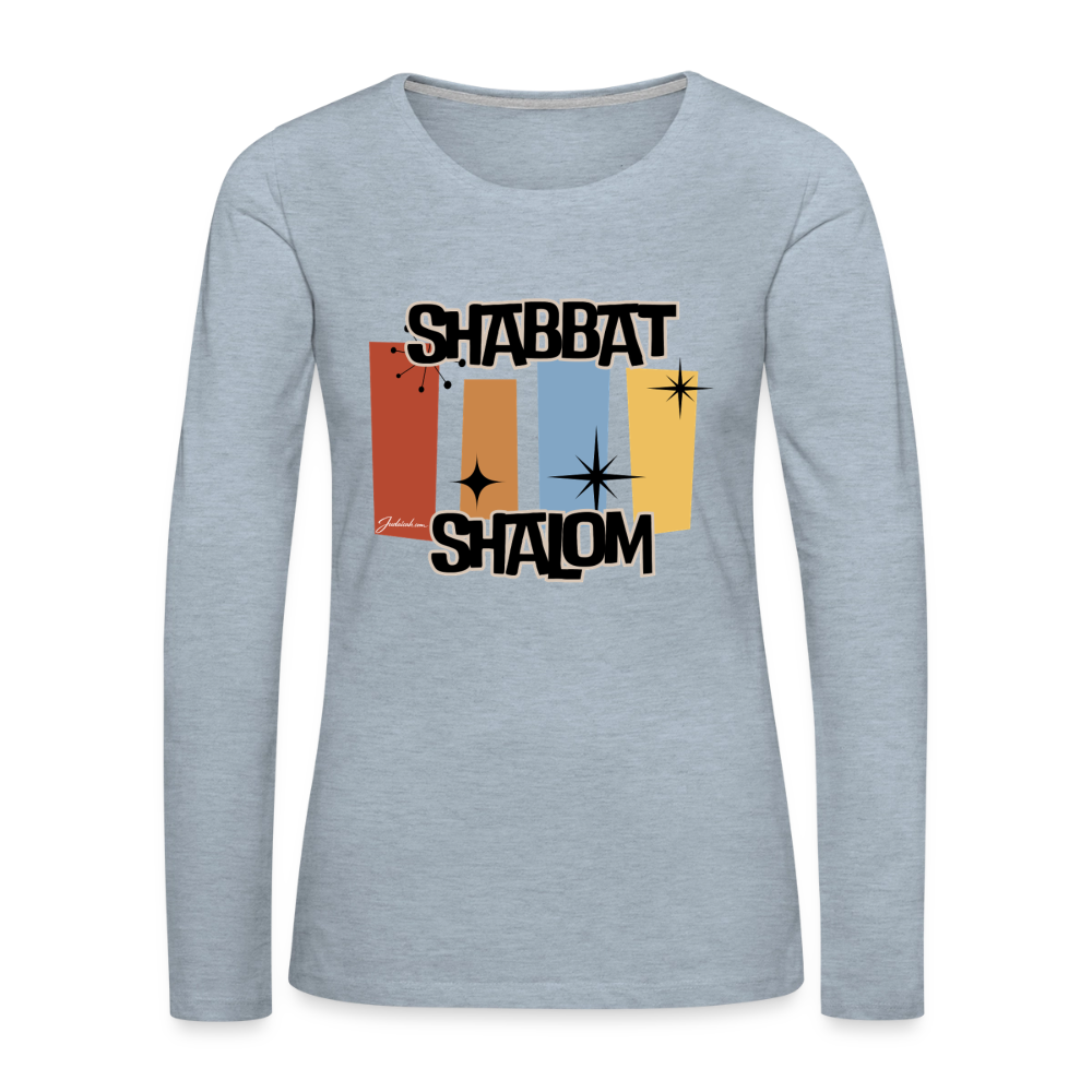 Retro Shabbat Women's Premium Long Sleeve T-Shirt - heather ice blue