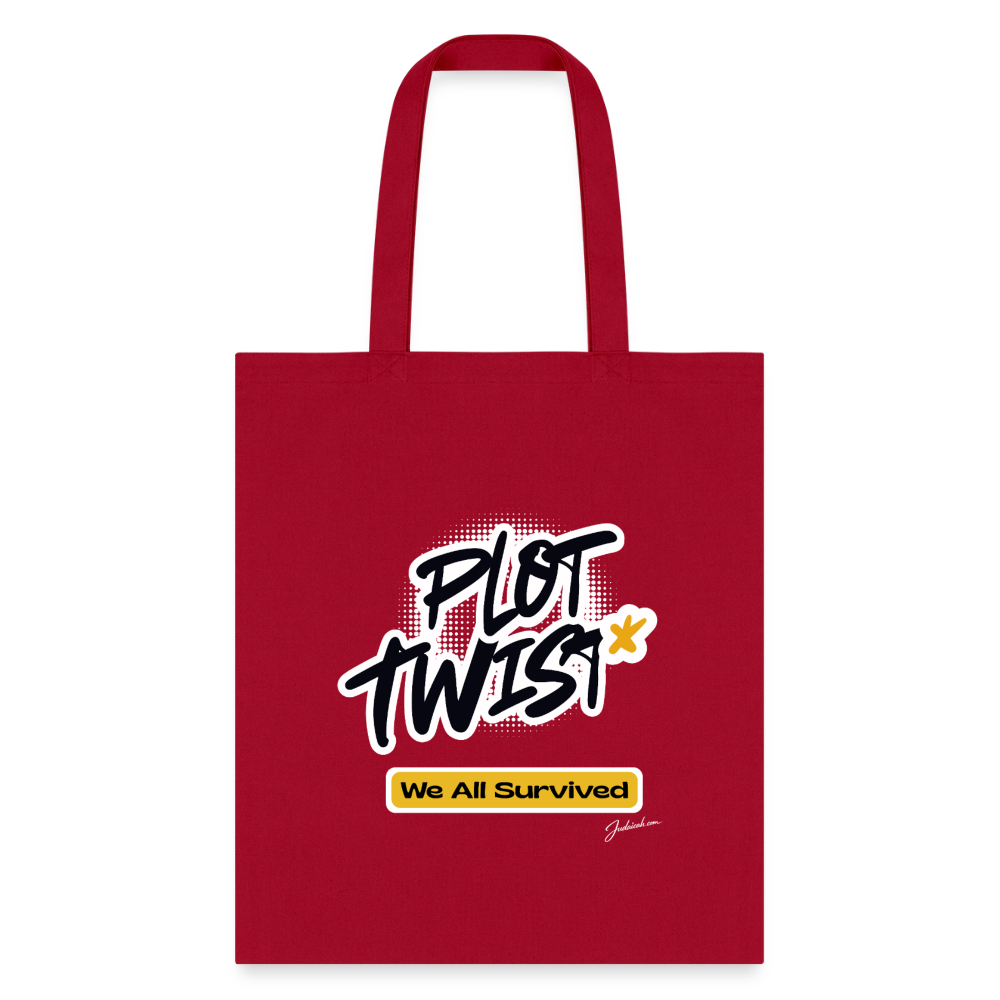 Plot Twist Tote Bag - red