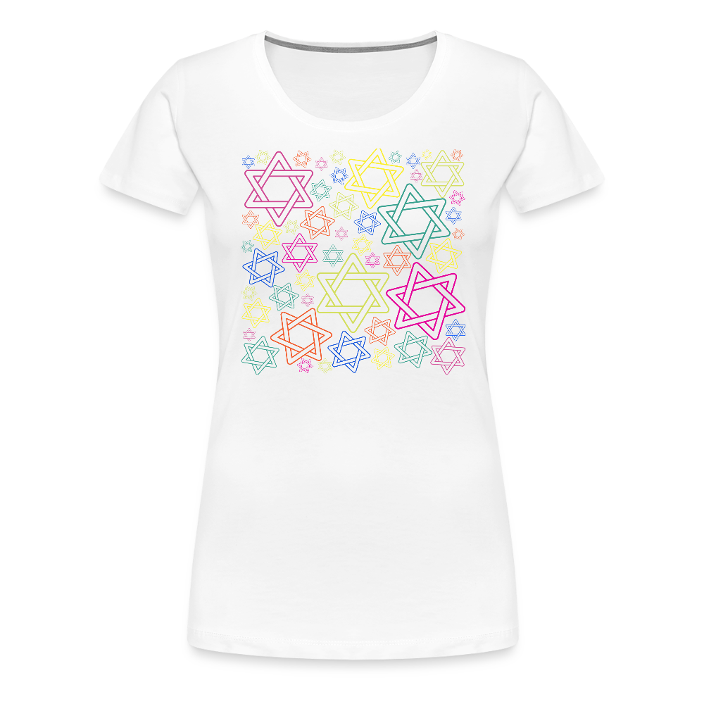 Neon Star of David Festival Women’s Premium T-Shirt - white