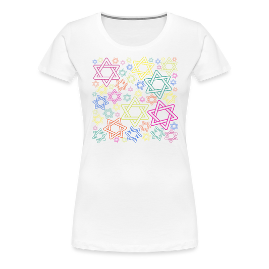 Neon Star of David Festival Women’s Premium T-Shirt - white