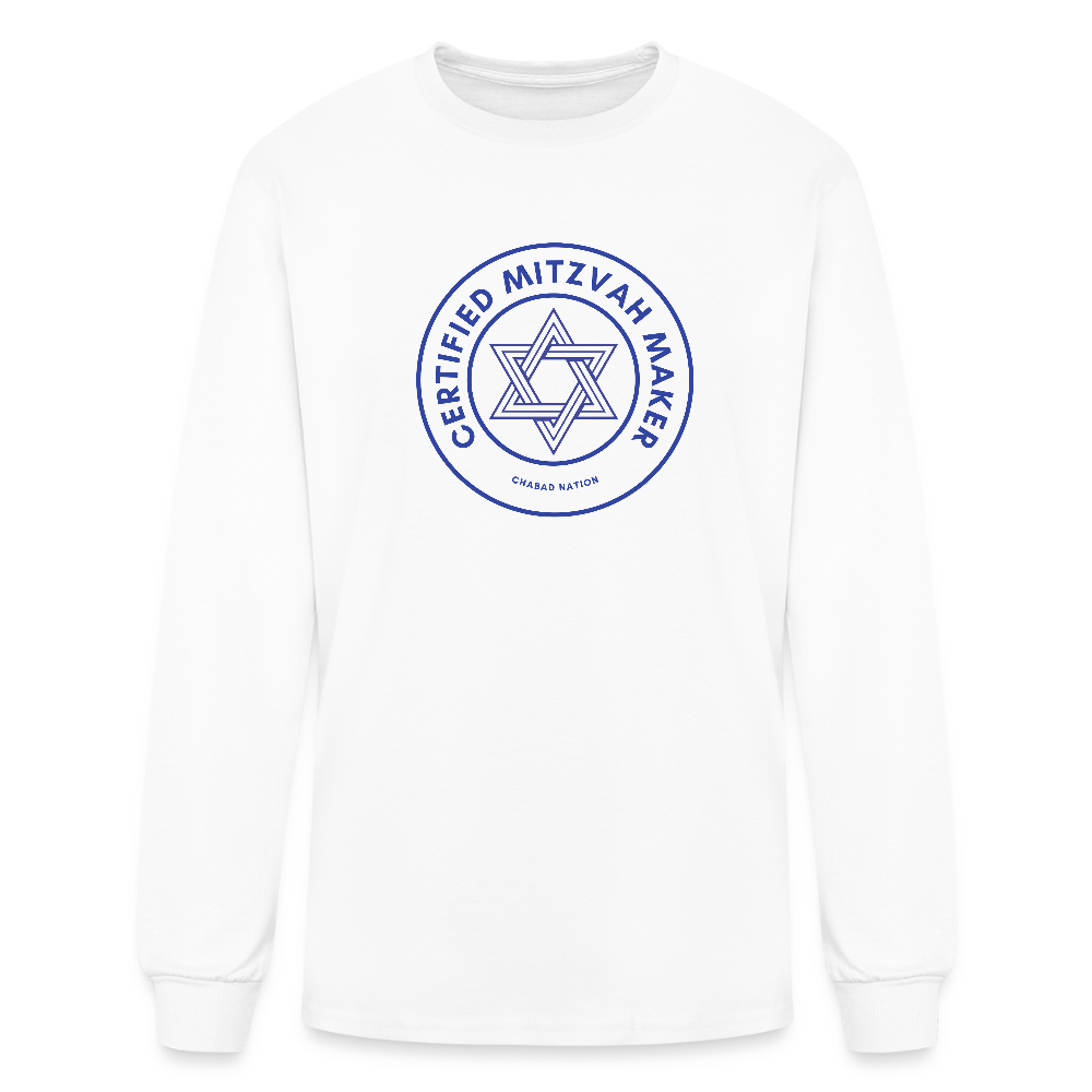 Certified Mitzvah Maker Men's Long Sleeve T-Shirt - white