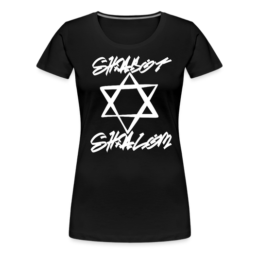 Shabbat Shalom Graffiti Light Star Women’s Premium T-Shirt - black