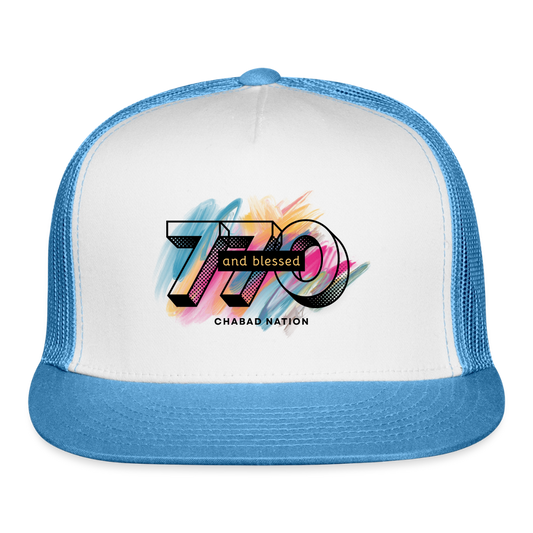 770 And Blessed  Trucker Hat - white/blue