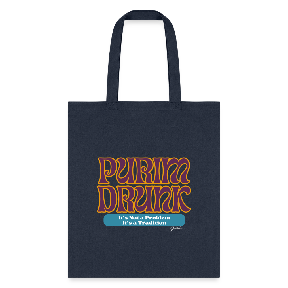 Purim Drunk Tote Bag - navy