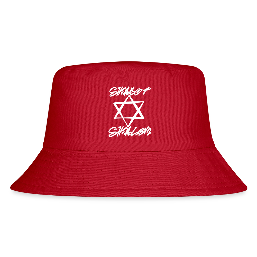 Shabbat Shalom Graffiti Light Star Kid's Bucket Hat - red
