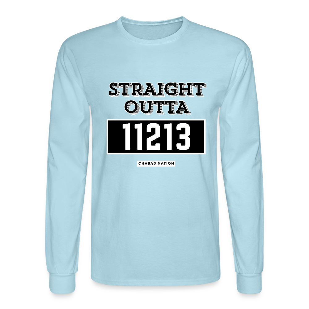 Straight Outta 11213 Men's Long Sleeve T-Shirt - powder blue