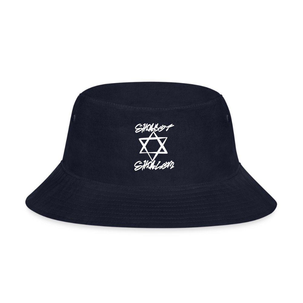 Shabbat Shalom Graffiti Light Star Bucket Hat - navy