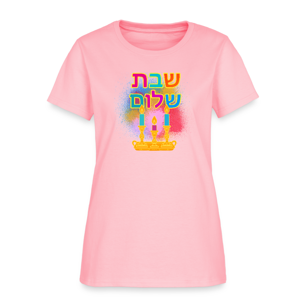 Shabbat Shalom Neon Hebrew Art Women's T-Shirt - pink