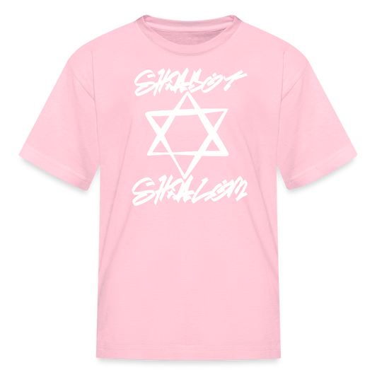 Shabbat Shalom Graffiti Light Star Kids' T-Shirt - pink