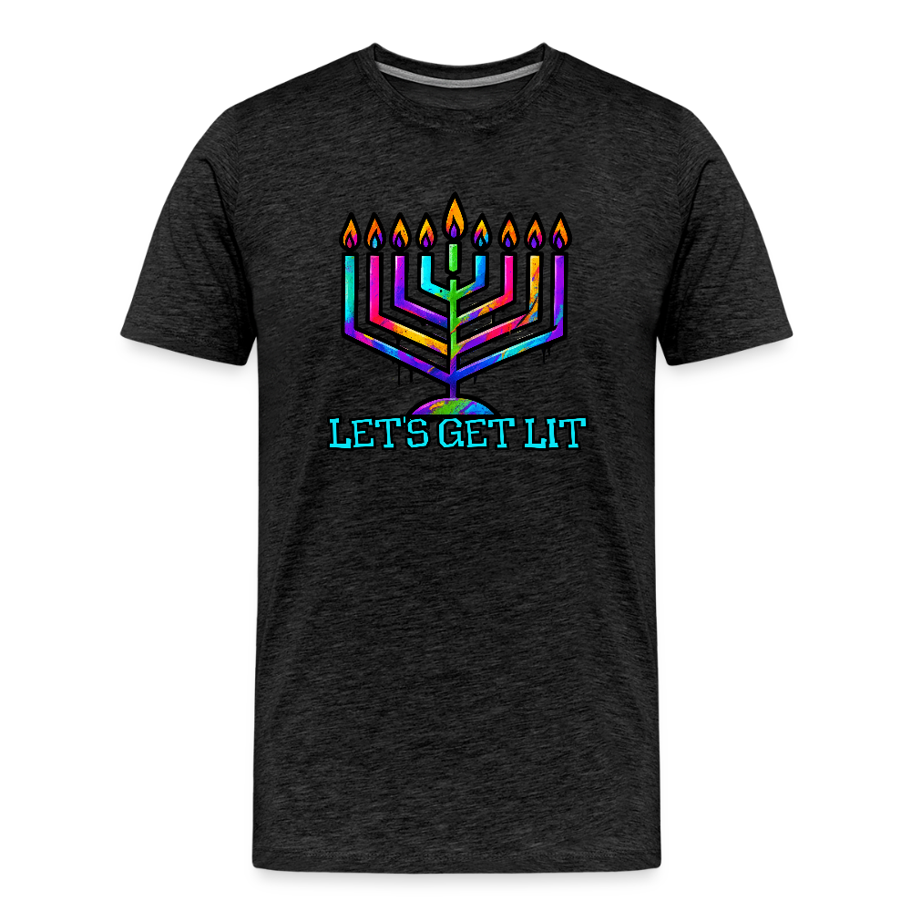 Let's Get Lit Chabad Menorah Men's Premium T-Shirt - charcoal grey