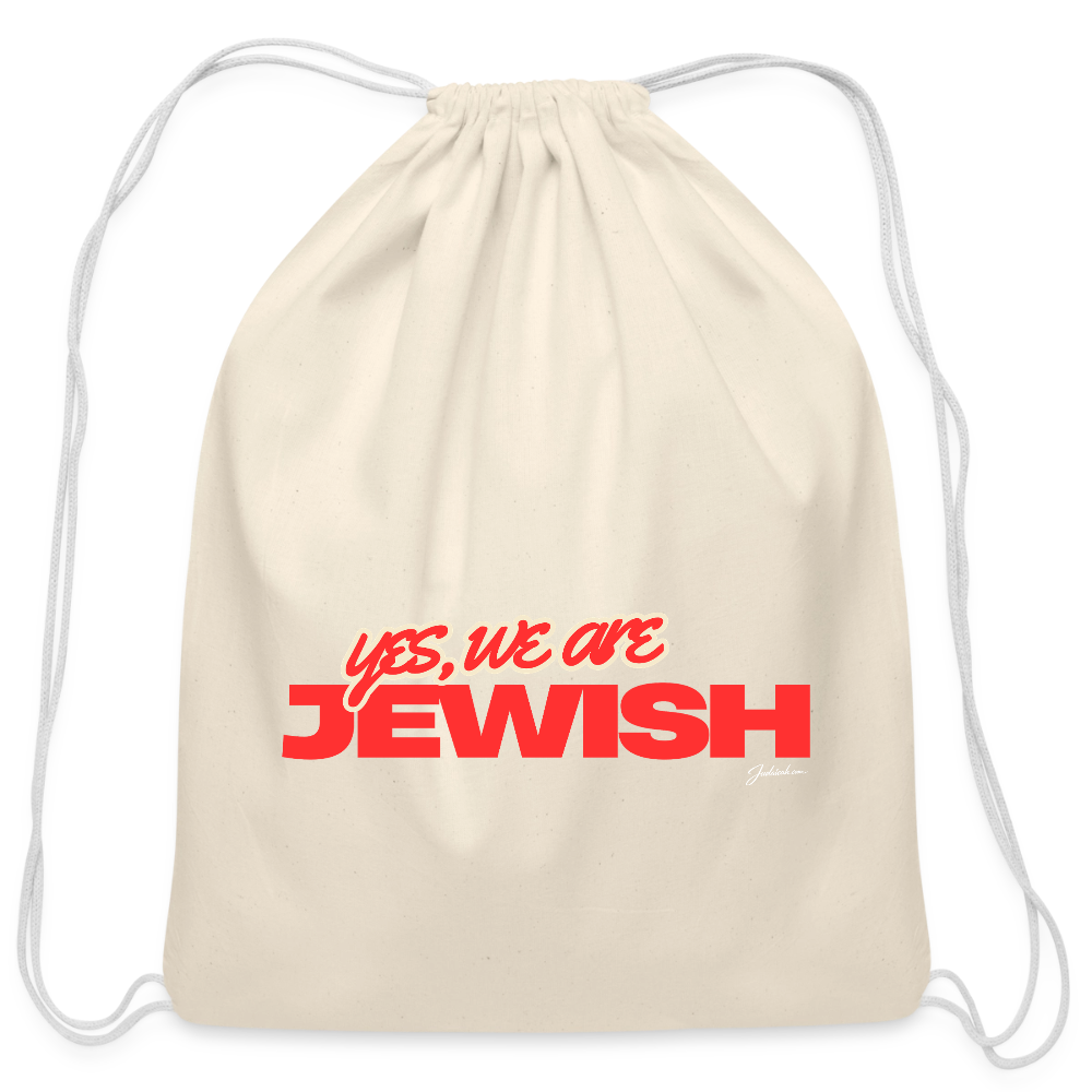 Yes, We're Jewish Cotton Drawstring Bag - natural