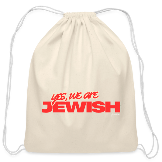 Yes, We're Jewish Cotton Drawstring Bag - natural