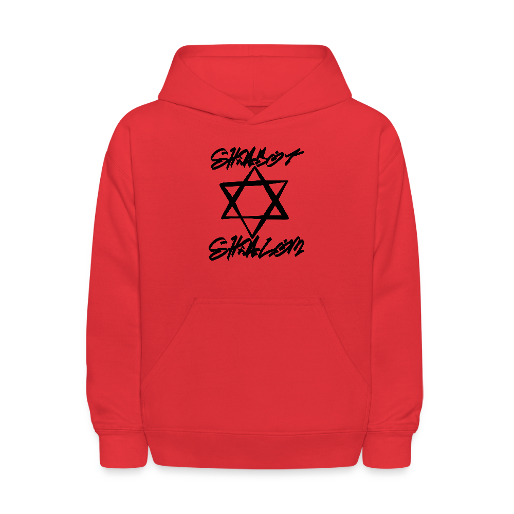 Shabbat Shalom Graffiti Star Kids' Hoodie - red