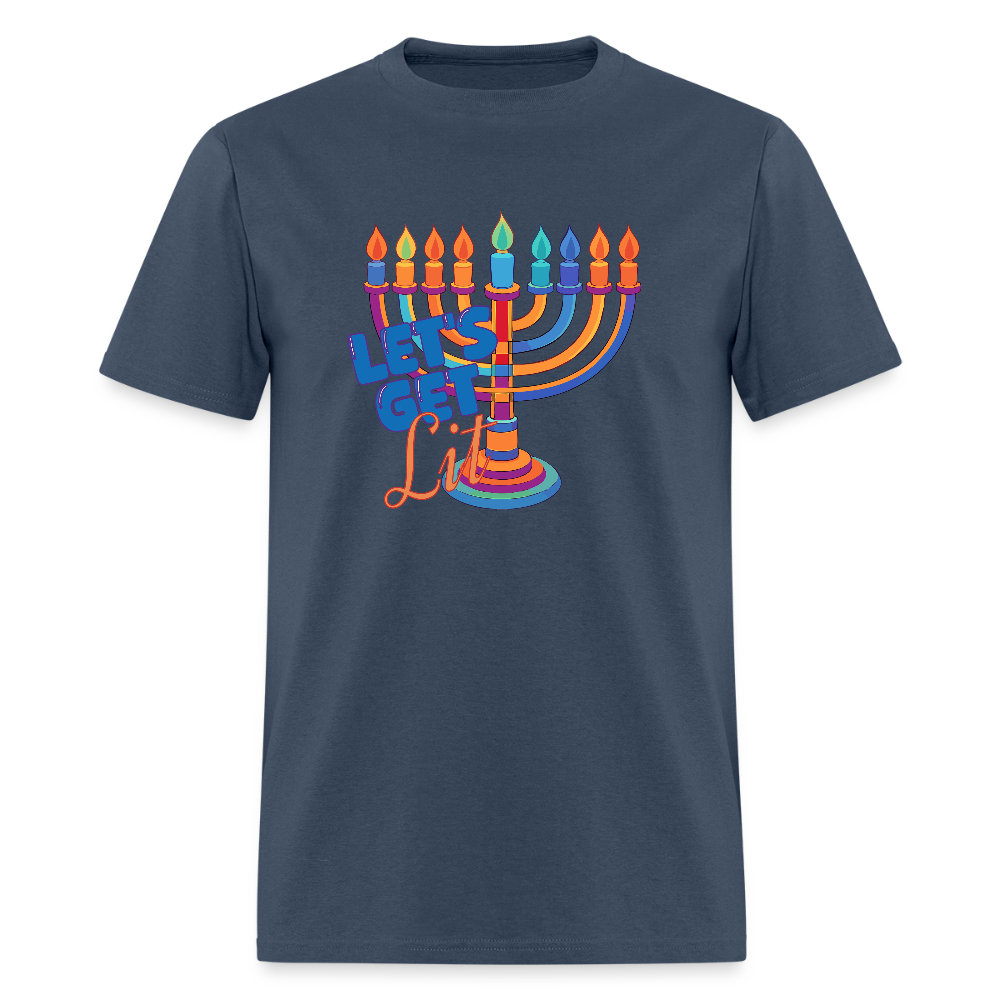 Let's Get Lit Menorah Men's T-Shirt | GILDAN 5000 -  blue dusk