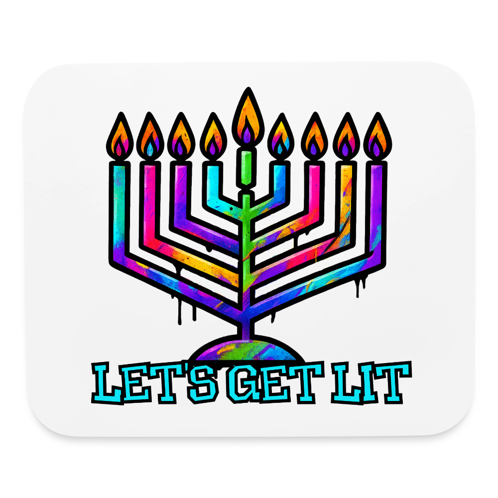 Let’s Get Lit Chabad Menorah Mouse pad Horizontal - white
