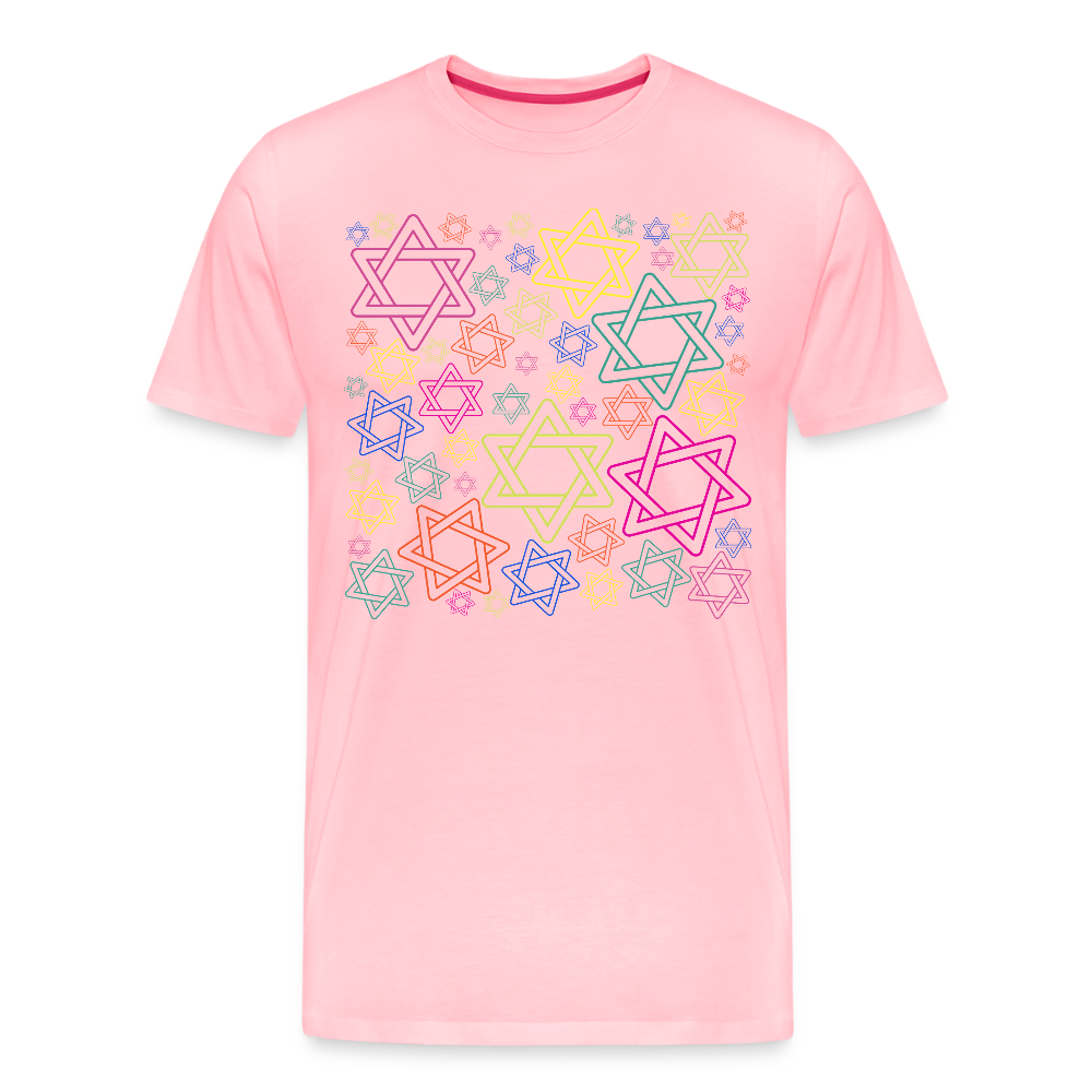 Neon Star of David Festival Men's Premium T-Shirt - pink