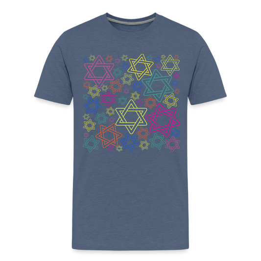 Neon Star of David Festival Kids' Premium T-Shirt - heather blue