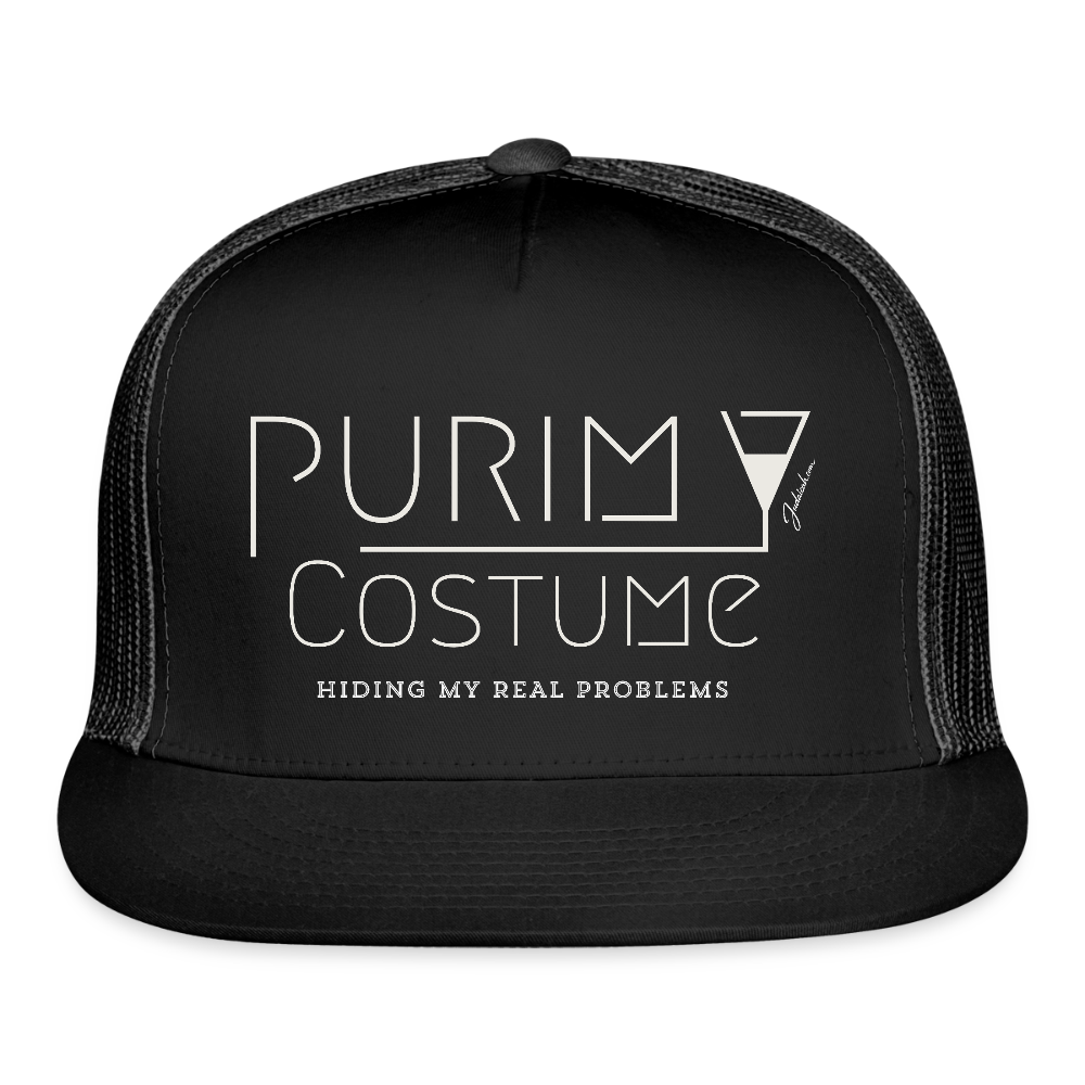 Purim Costume Trucker Hat - black/black